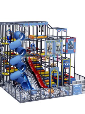 90 Squares Custom Indoor Playground Multi Level Indoor Playground Maze Rocket Theme